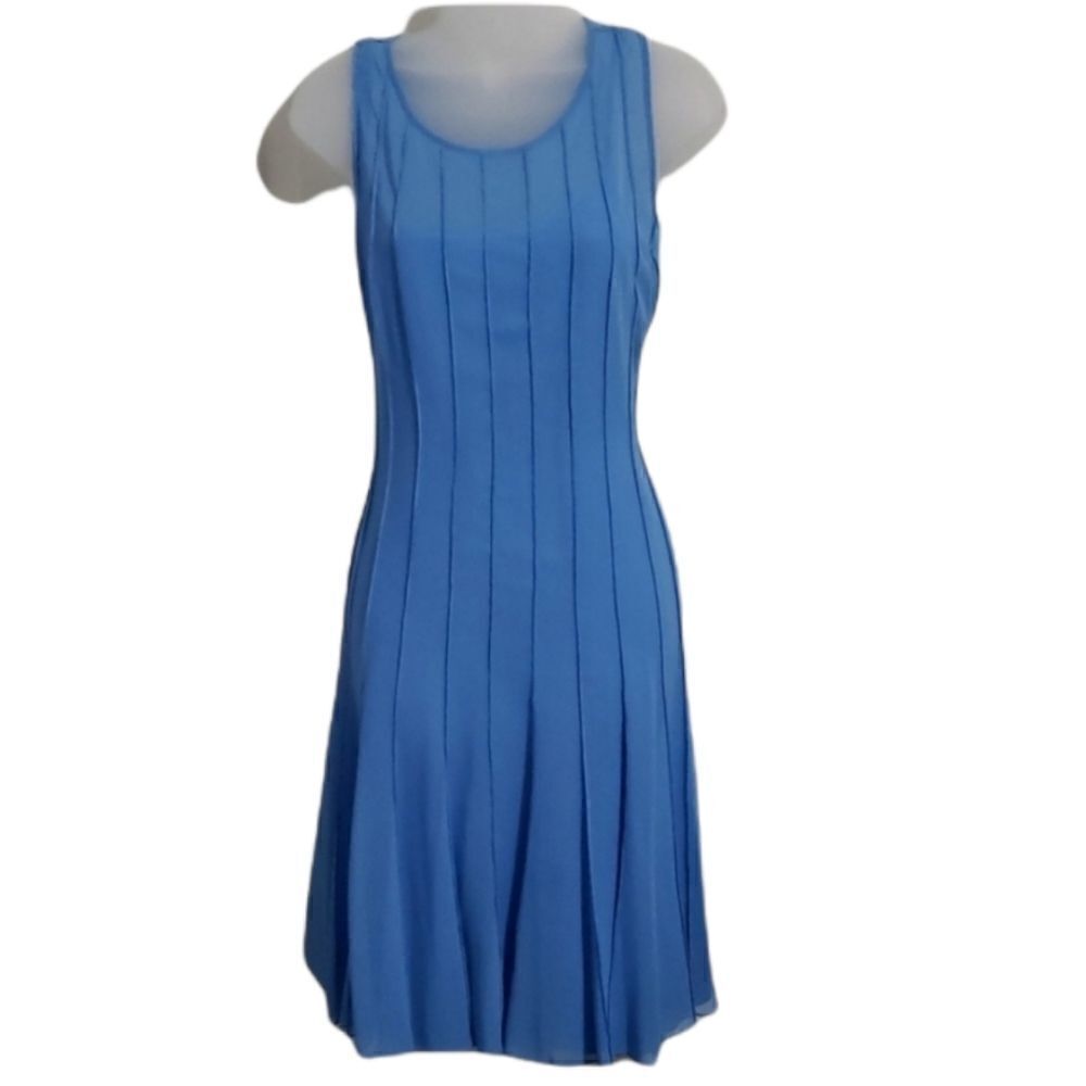 Calvin Klein Sleeveless Blue Darted Dress